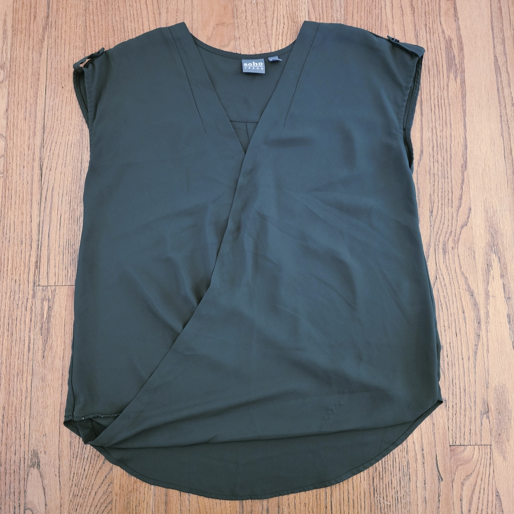 Soho Deep Green Sleeveless Blouse